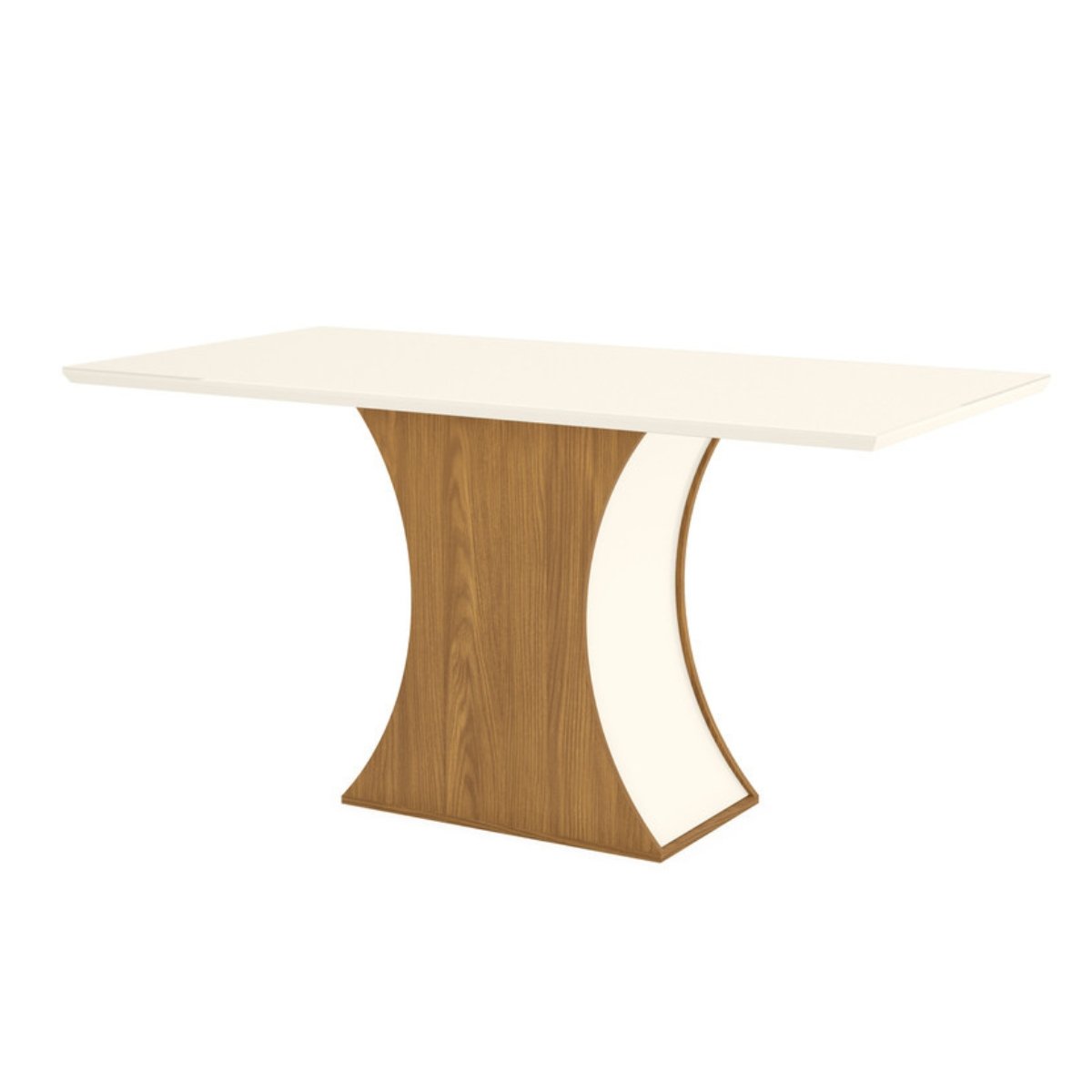 Mesa de Jantar 6 Lugares com Vidro - Luiza Nature / Off White