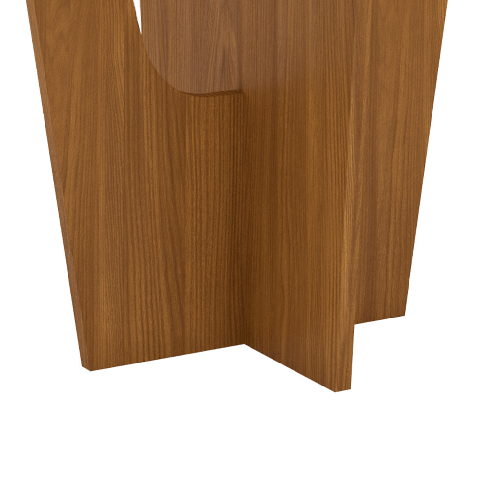 Mesa de Jantar Quadrada com Tampo de Vidro Danielly Off White e Nature 90 cm
