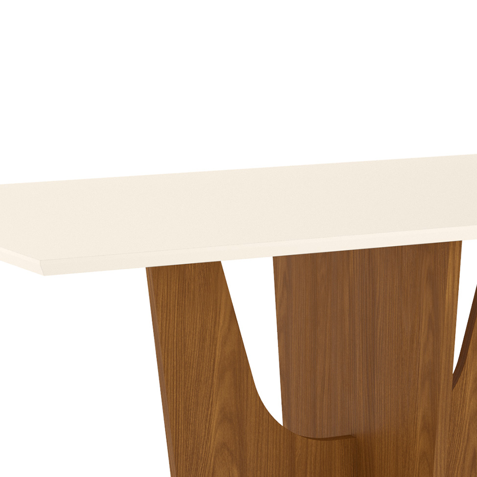 Mesa de Jantar Retangular Danielly Off White e Nature 160 cm
