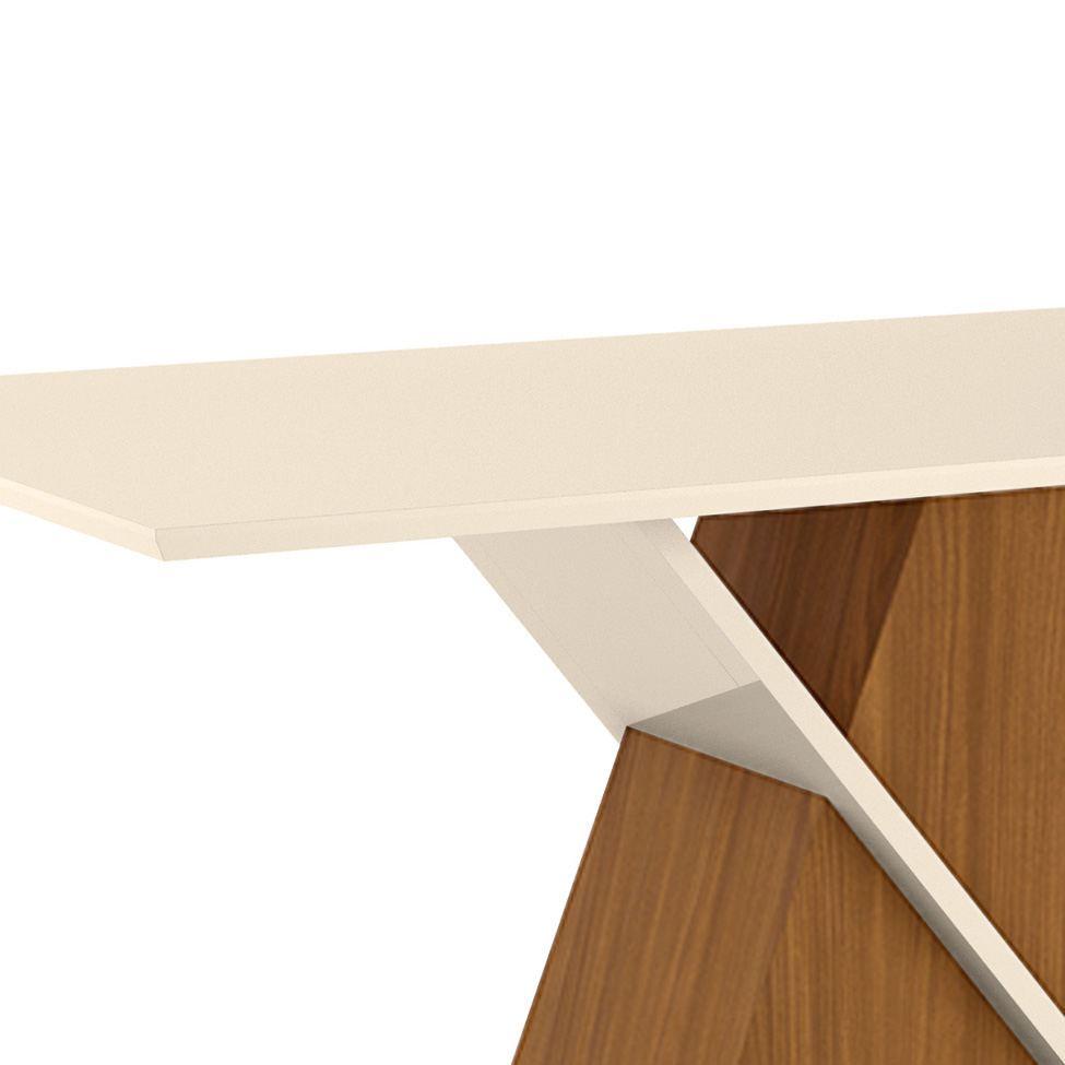Mesa de Jantar Retangular Fiorella Off White e Nature 160 cm
