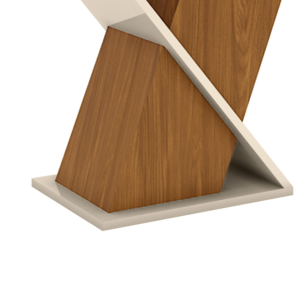 Mesa de Jantar Retangular Fiorella Off White e Nature 160 cm