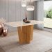 Mesa de Jantar Retangular com Tampo de Vidro Danielly I Off White e Nature 160 cm