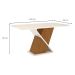 Mesa de Jantar Retangular com Tampo de Vidro Fiorella I Off White e Nature 160 cm