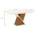 Mesa de Jantar Retangular com Tampo de Vidro Fiorella II Off White e Nature 160 cm
