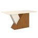 Mesa de Jantar Retangular com Tampo de Vidro Lucena I Off White e Nature 160 cm