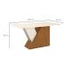Mesa de Jantar Retangular com Tampo de Vidro Lucena I Off White e Nature 160 cm