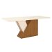 Mesa de Jantar Retangular com Tampo de Vidro Lucena I Off White e Nature 200 cm