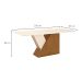 Mesa de Jantar Retangular com Tampo de Vidro Lucena I Off White e Nature 200 cm