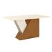 Mesa de Jantar Retangular com Tampo de Vidro Lucena Off White e Nature 160 cm