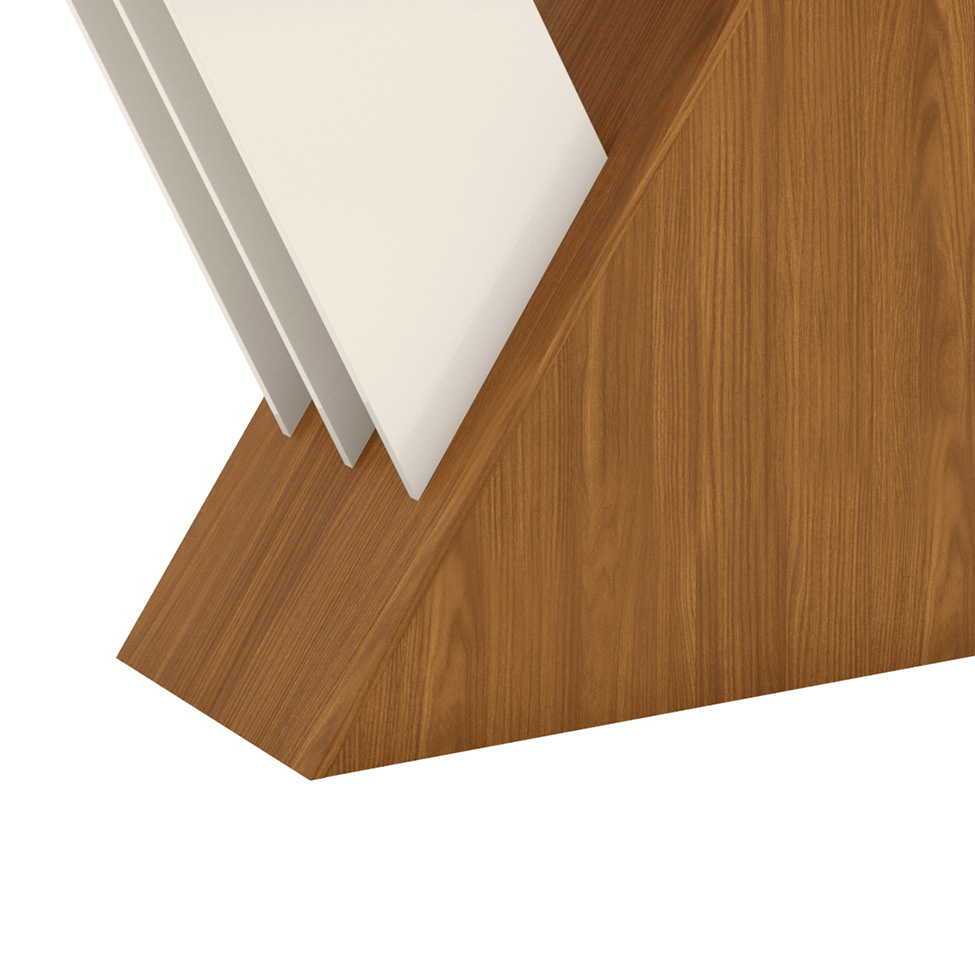 Mesa de Jantar Retangular com Tampo de Vidro Lucena Off White e Nature 160 cm
