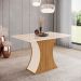 Mesa de Jantar Retangular com Tampo de Vidro Selena I Off White e Nature 120 cm