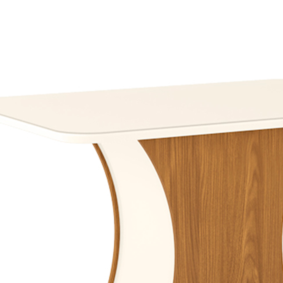 Mesa de Jantar Retangular com Tampo de Vidro Selena II Off White e Nature 120 cm