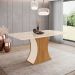 Mesa de Jantar Retangular com Tampo de Vidro Selena II Off White e Nature 160 cm