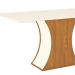 Mesa de Jantar Retangular com Tampo de Vidro Selena II Off White e Nature 160 cm