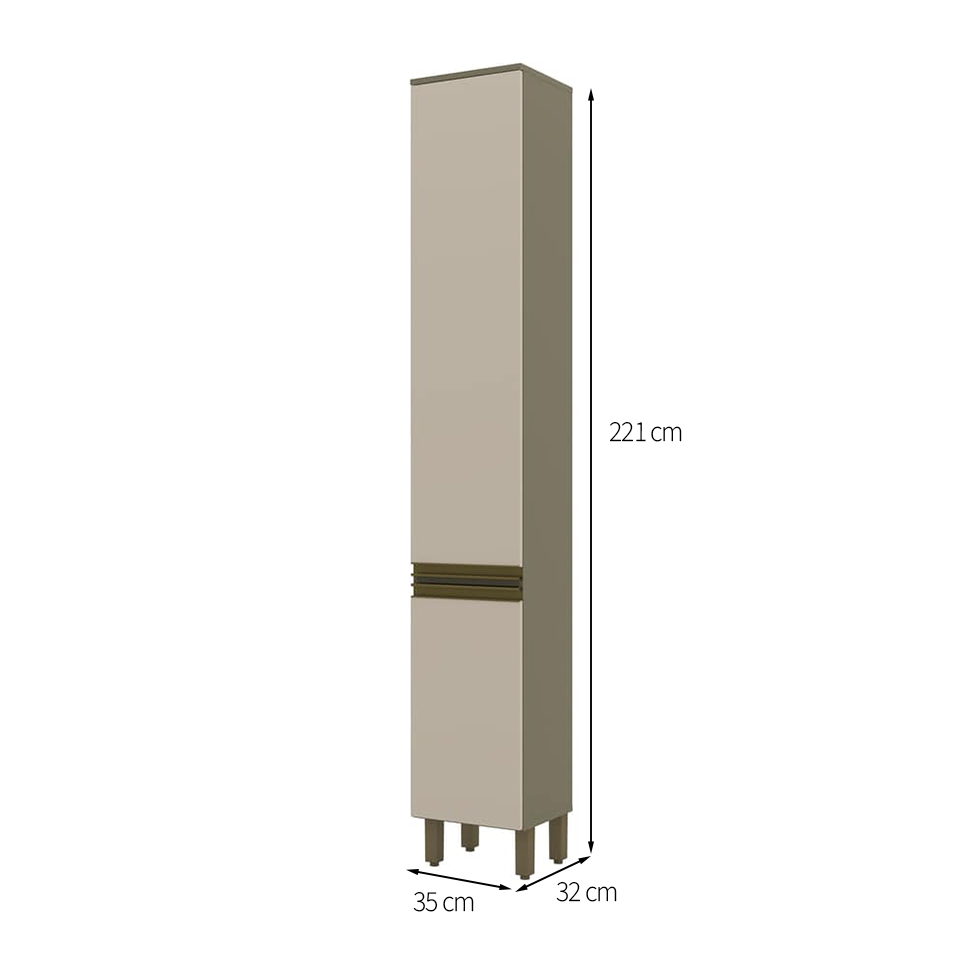 Paneleiro Évelin 2 Portas Duna e Cristal