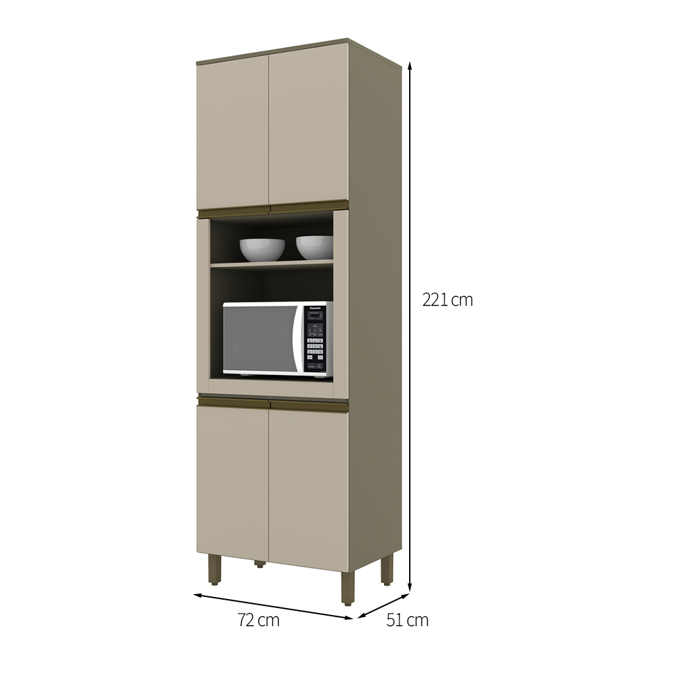 Paneleiro Évelin 4 Portas Duna e Cristal
