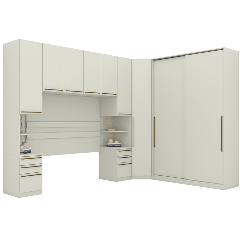 Quarto Casal Modulado 5 Pecas Seletto Areia Henn