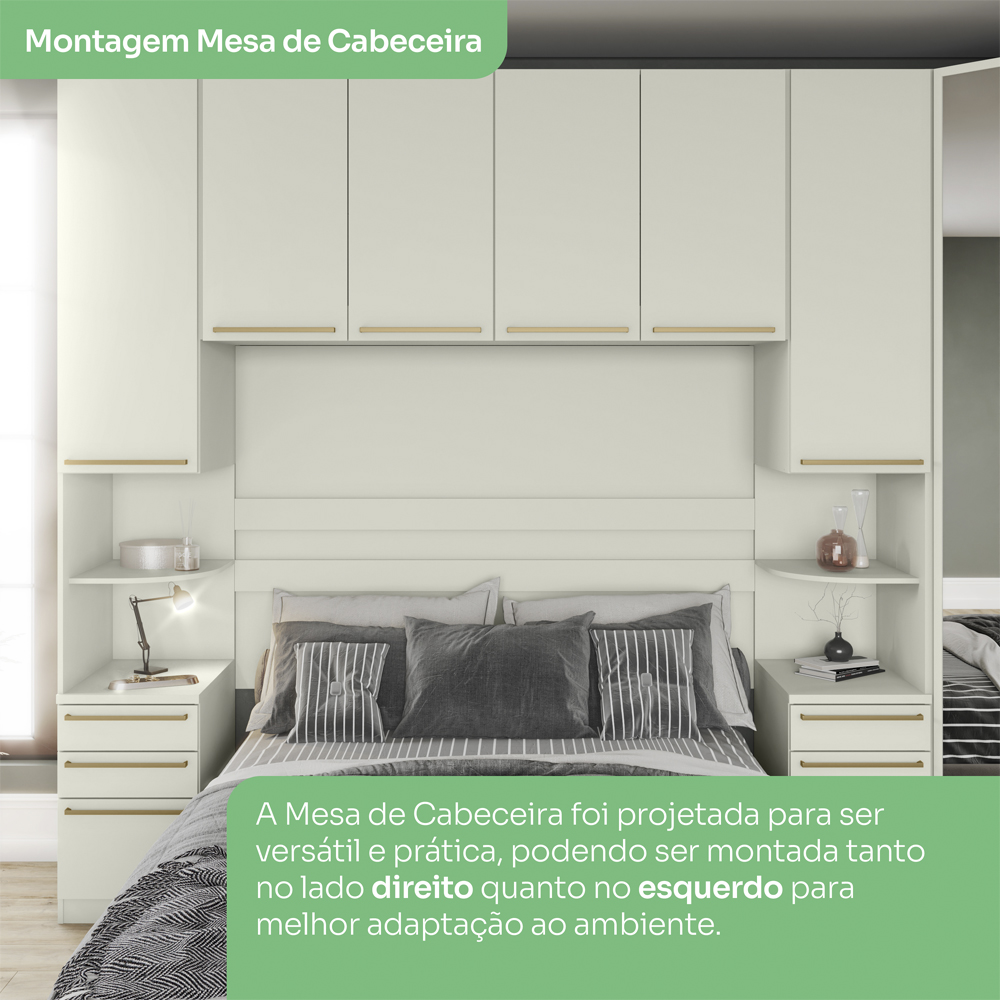 Quarto Casal Modulado 5 Pecas Seletto Areia Henn
