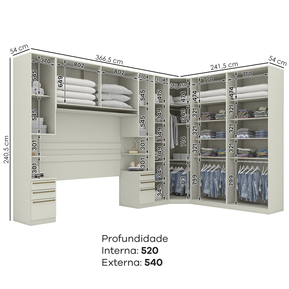 Quarto Casal Modulado Completo 7 Pecas Seletto Areia Henn