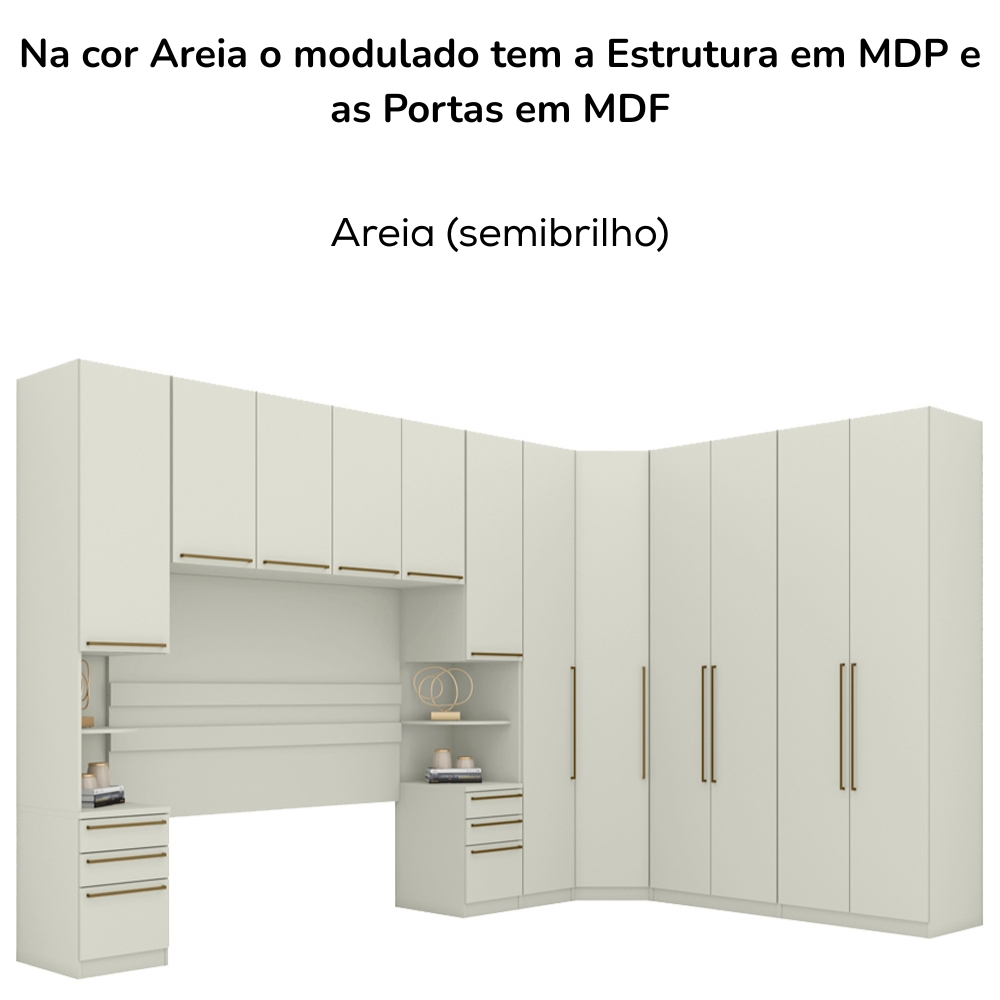 Quarto Casal Modulado Completo 7 Pecas Seletto Areia Henn