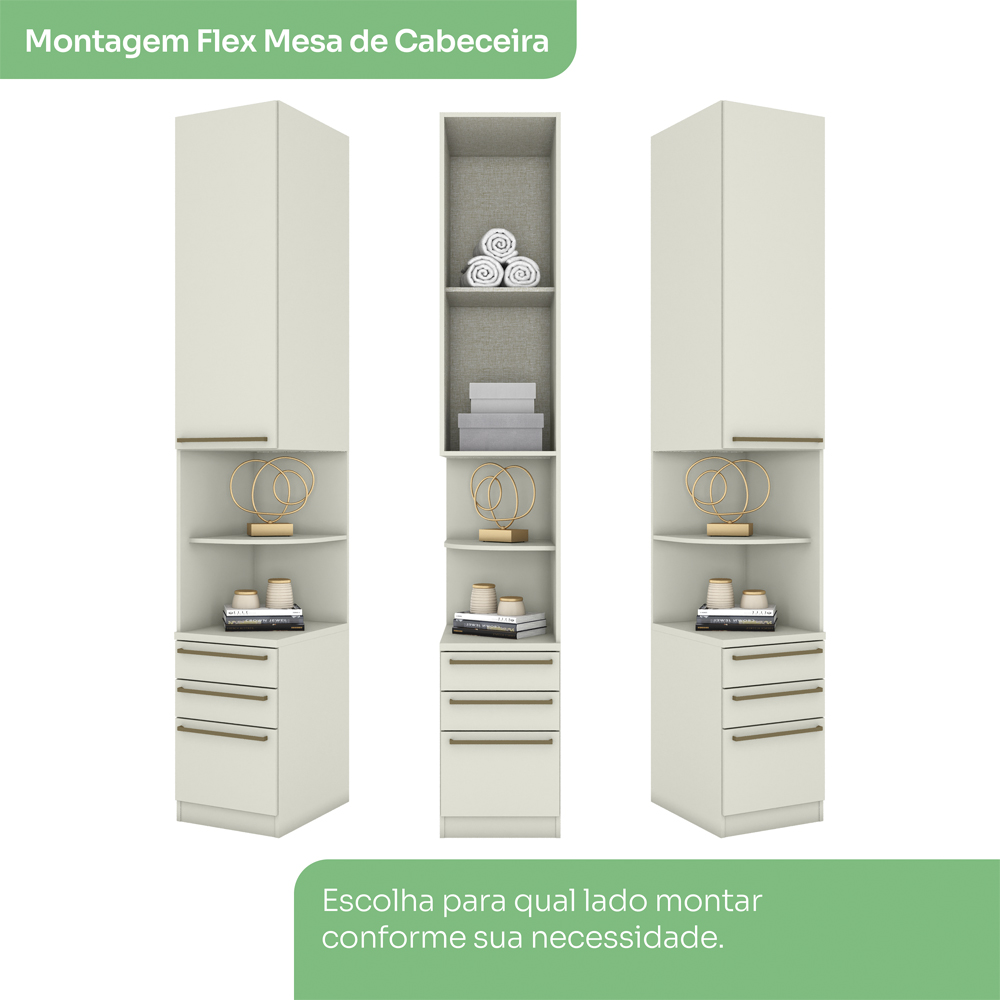 Quarto Solteiro Modulado 9 Portas Seletto Areia Henn