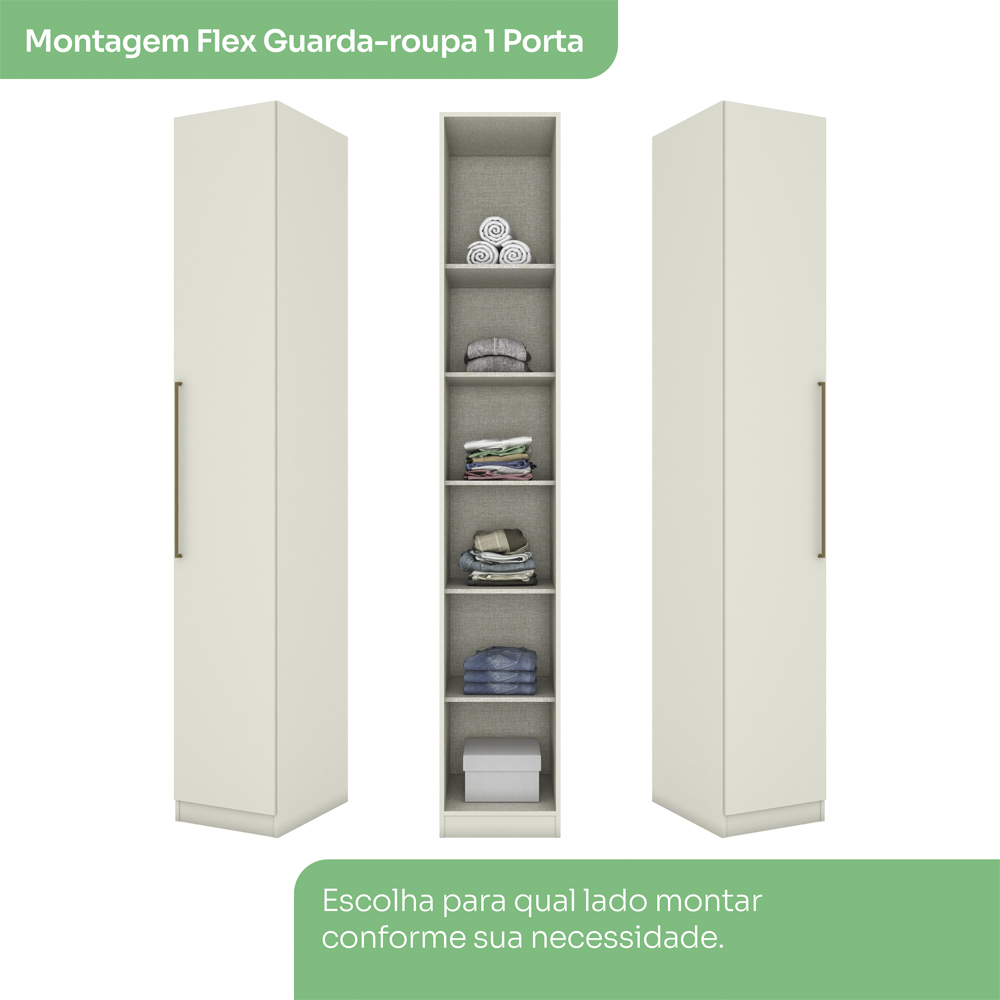 Quarto Solteiro Modulado 9 Portas Seletto Areia Henn