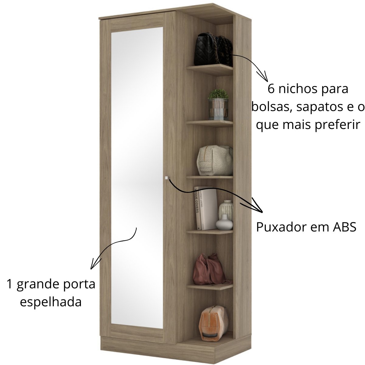 Sapateira com Espelho e Estante Duetto Rústico