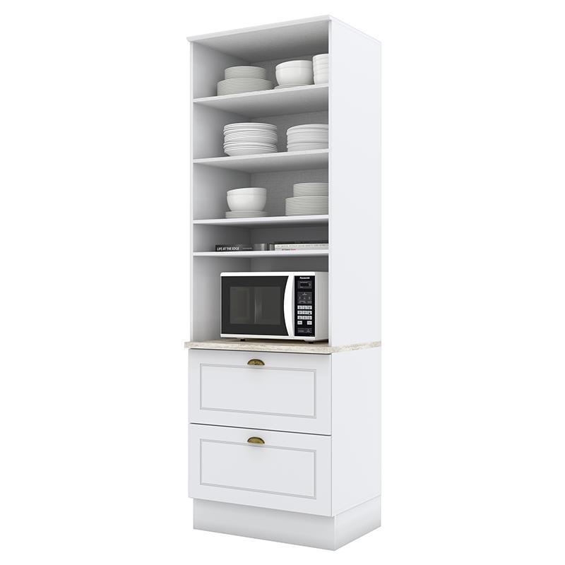 Torre Quente 1 Forno Americana Branco com Tampo Calcare - Móveis Henn
