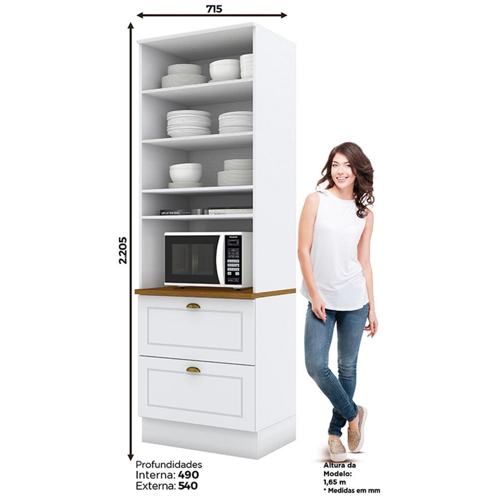Torre Quente 1 Forno Americana Branco com Tampo Nature - Móveis Henn