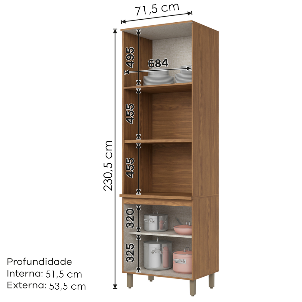 Torre Quente 2 Forno 4P 72 cm Requinte Nature Nature Areia Henn