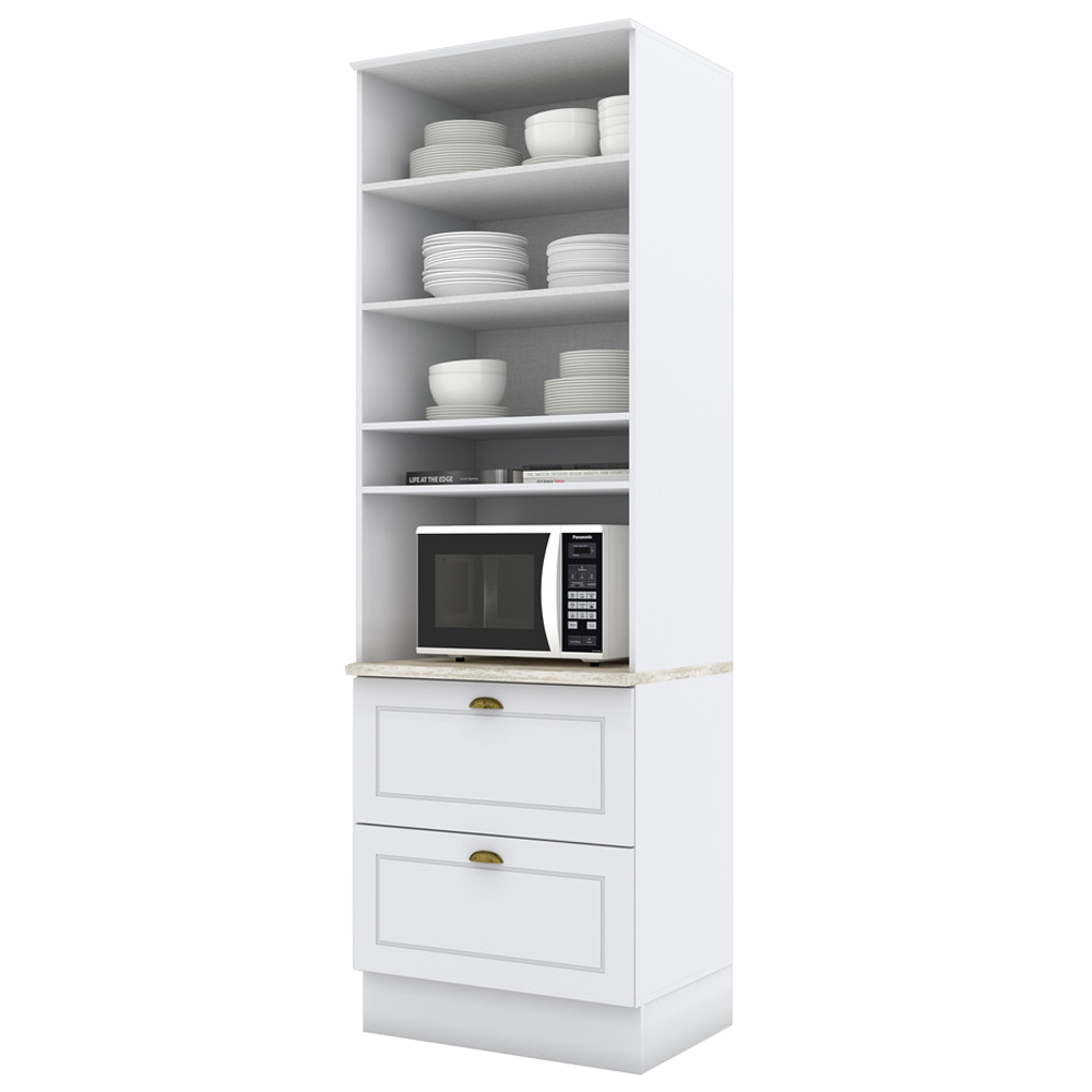 Torre Quente 2 Portas 2 Gav 72 cm C350 Americana Branco Calcare Henn