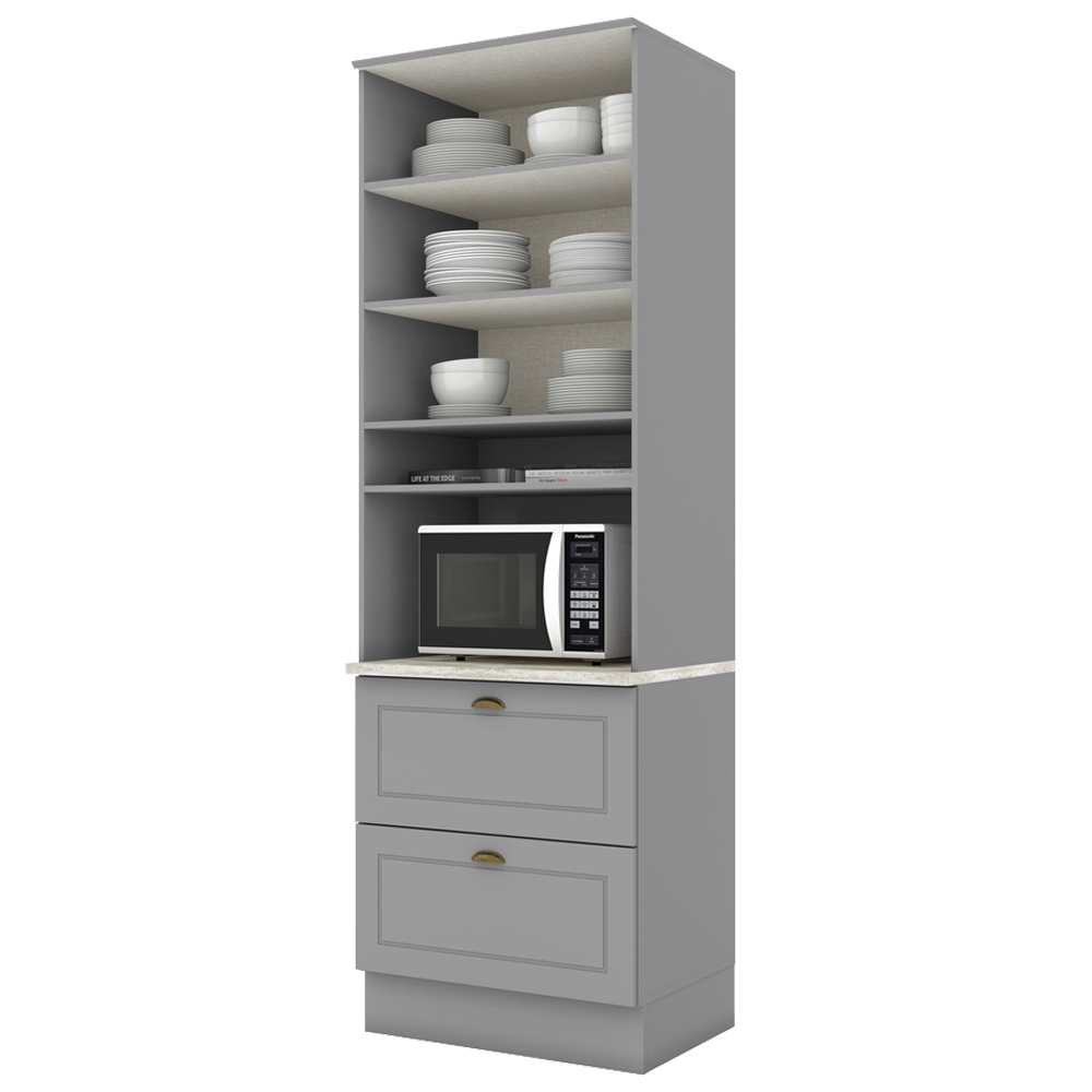 Torre Quente 2 Portas 2 Gav 72 cm C350 Americana Cinza Calcare Henn