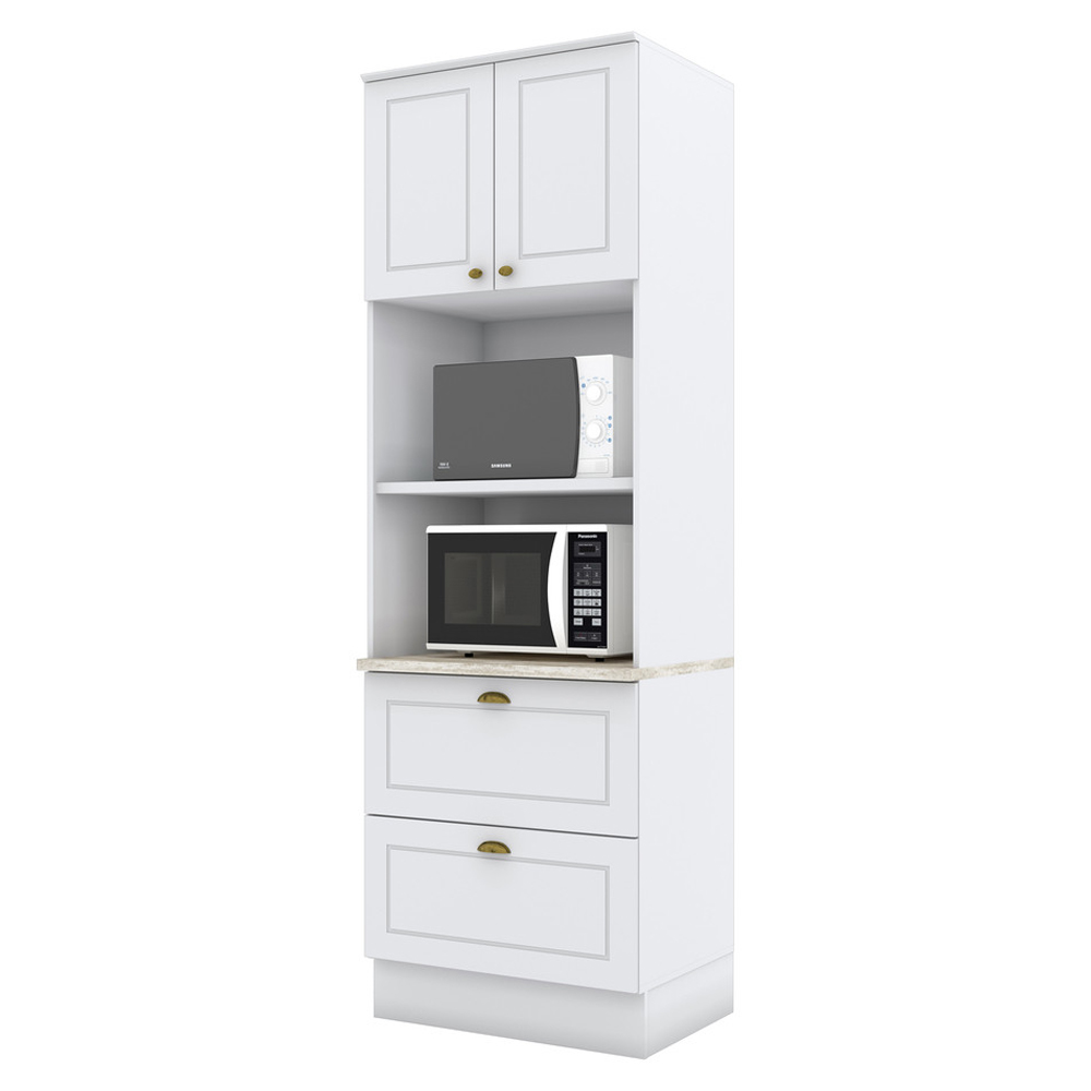 Torre Quente 2 Portas 2 Gav 72 cm C351 Americana Branco Calcare Henn