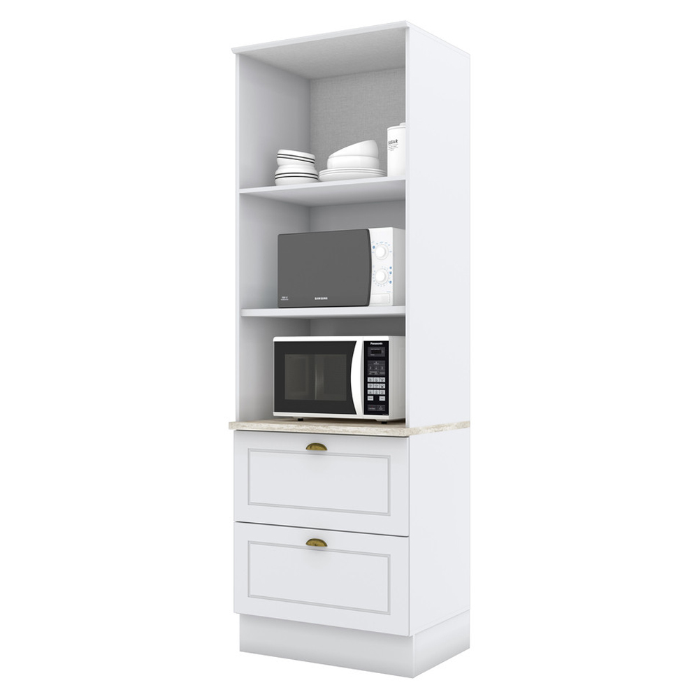 Torre Quente 2 Portas 2 Gav 72 cm C351 Americana Branco Calcare Henn