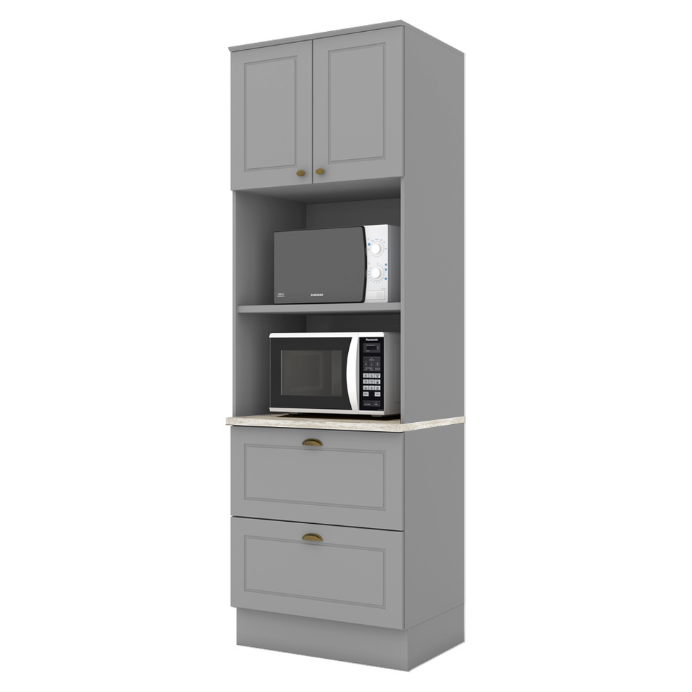 Torre Quente 2 Portas 2 Gav 72 cm C351 Americana Cinza Calcare Henn