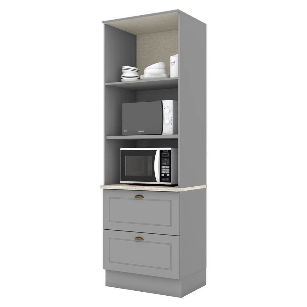 Torre Quente 2 Portas 2 Gav 72 cm C351 Americana Cinza Calcare Henn