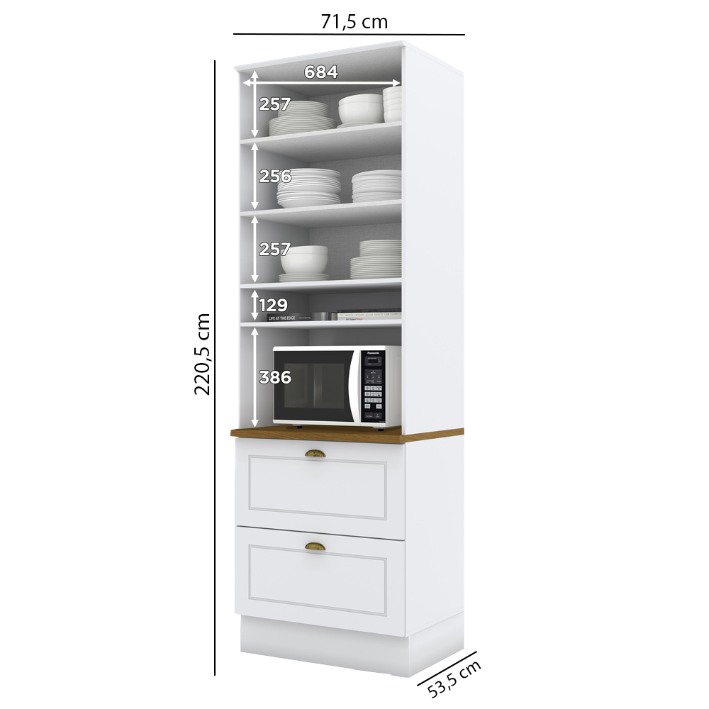 Torre Quente 2 Portas 2 Gav 72cm C350 Americana Branco Nature Henn