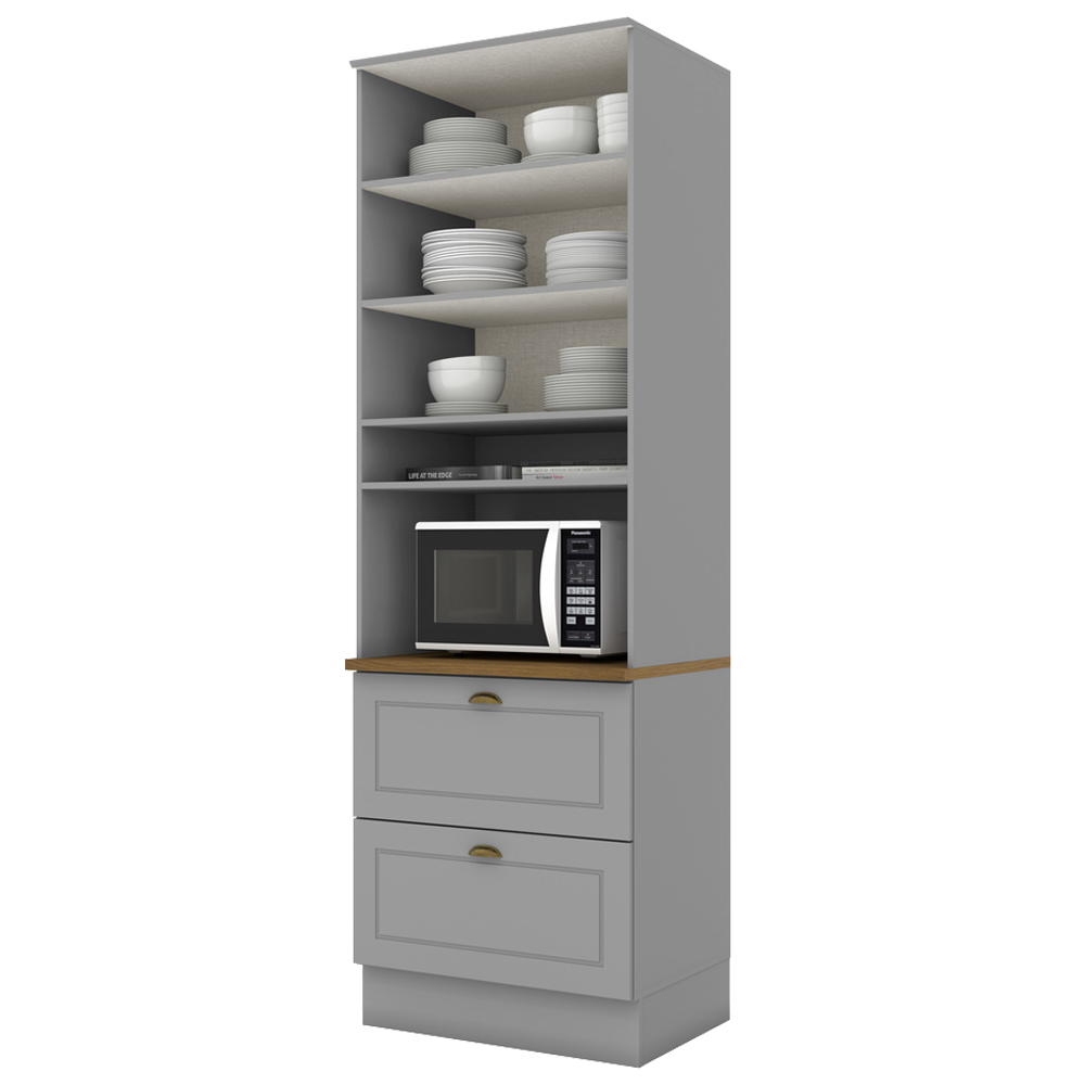 Torre Quente 2 Portas 2 Gav 72cm C350 Americana Cinza Nature Henn