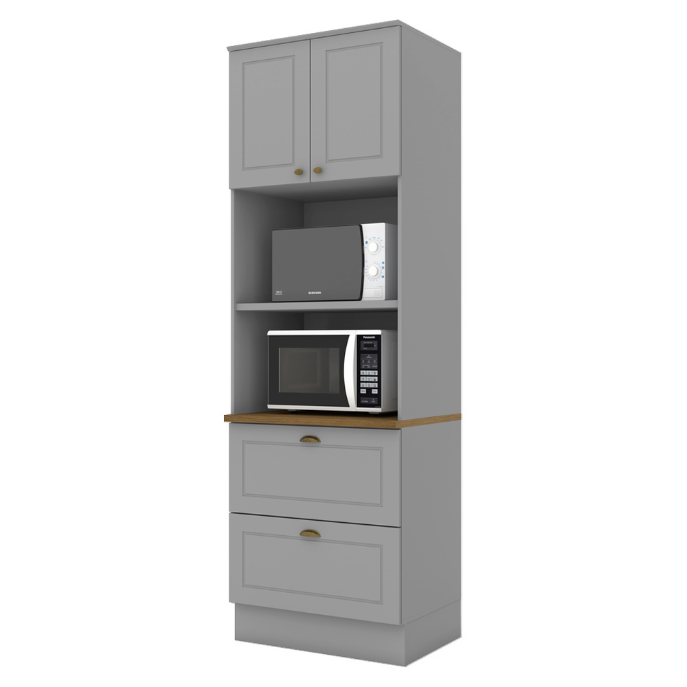 Torre Quente 2 Portas 2 Gav 72cm C351 Americana Cinza Nature Henn