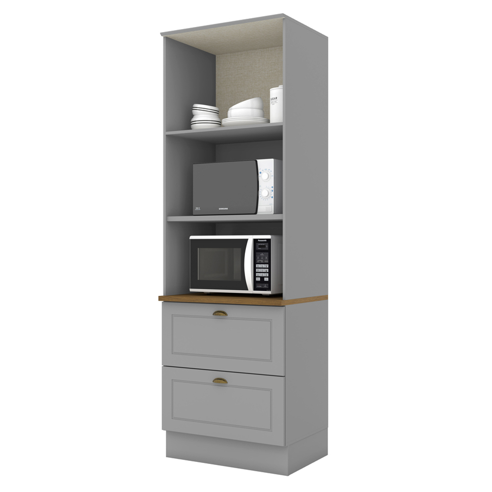 Torre Quente 2 Portas 2 Gav 72cm C351 Americana Cinza Nature Henn