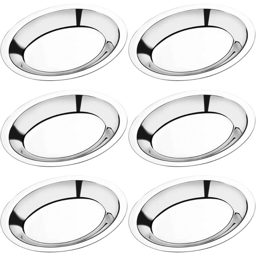 6 Travessas de Inox Ovais para Servir Porções Saladas 20cm Baixelas Fundas Pequenas Hercules