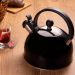 Chaleira de Inox com Apito 1,75L Cabo Fixo Preta Hercules para Cozinha Esquentar Ferver