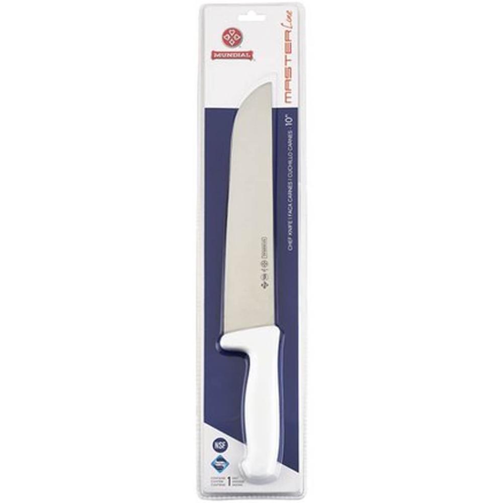 Faca Mundial para Açougueiro de Carne 10' Masterline em Aço Inox Cabo Plástico Branco