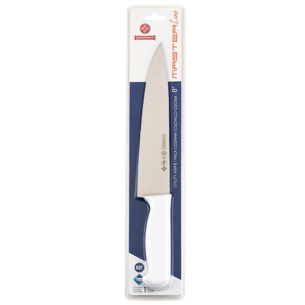 Faca Mundial para Cozinha Profissional 8' Masterline Inox e Cabo Polipropileno Branco