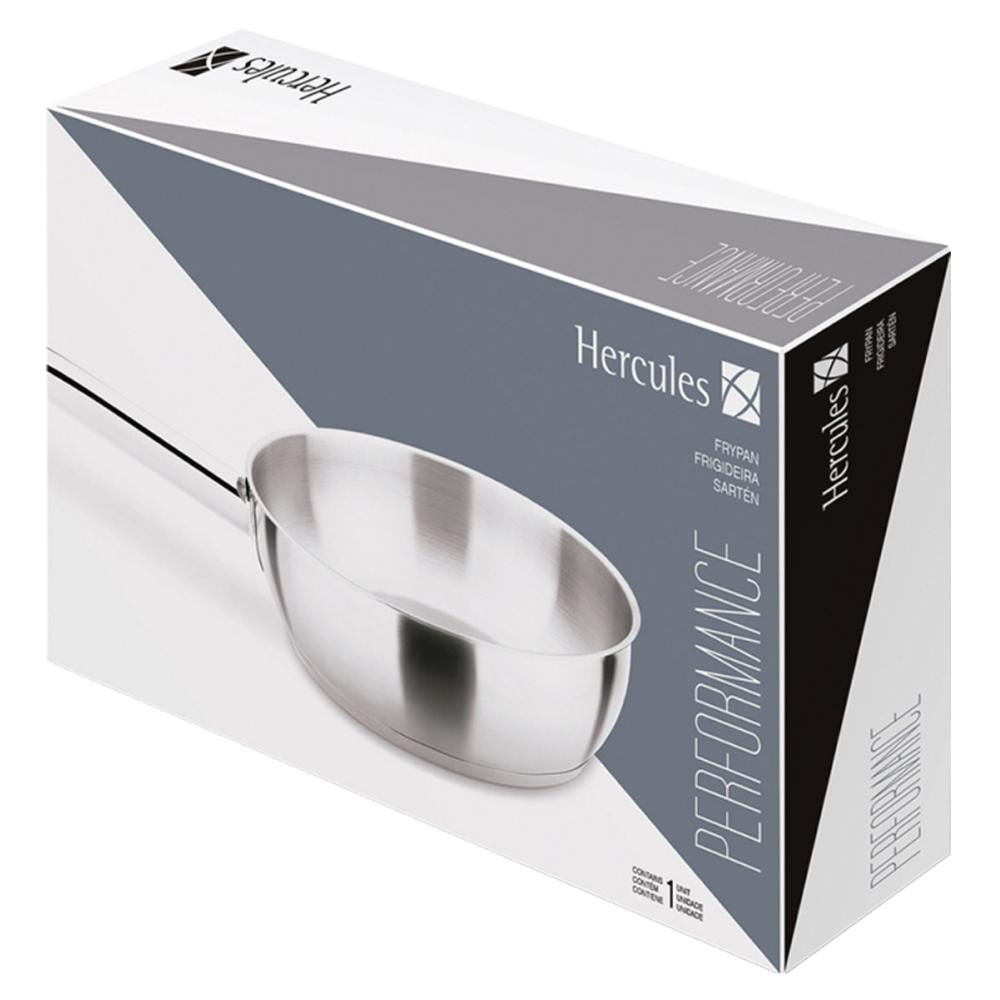 Frigideira Funda 28cm em Aço Inox com Fundo Triplo e Cabo Performance Hércules