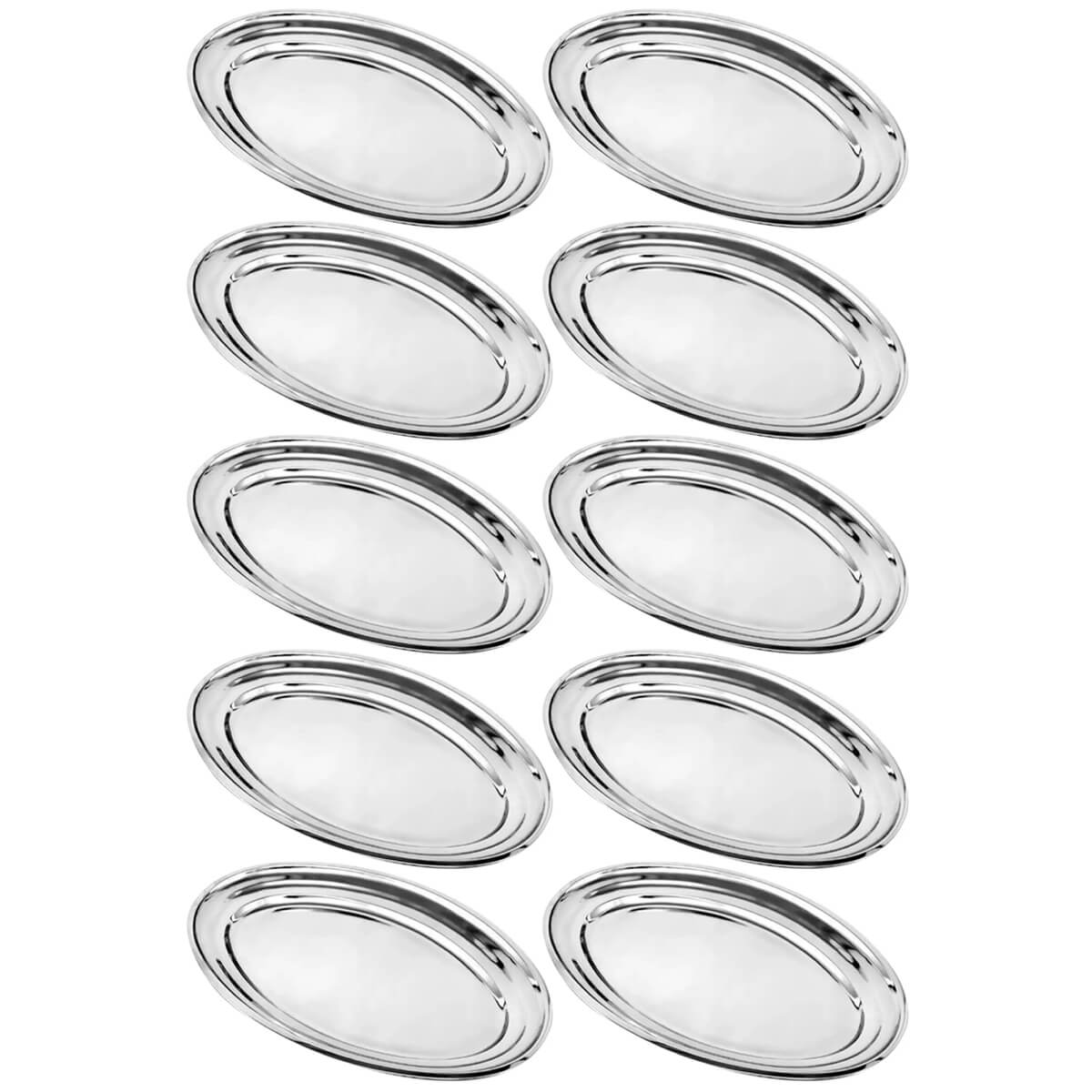 Kit 10 Baixelas de Inox 30cm Grande Porções Saladas Petiscos Buffet Restaurante Bar