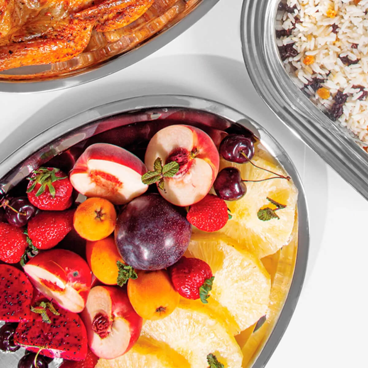 Travessa de Inox Grande Rasa 36,5cm Baixela Oval para Servir Saladas Carnes Porções Hercules