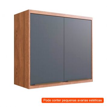 Menor preço em [OUTLET] Armário Aéreo Ten 2 PT Freijó e Grafito 80 cm