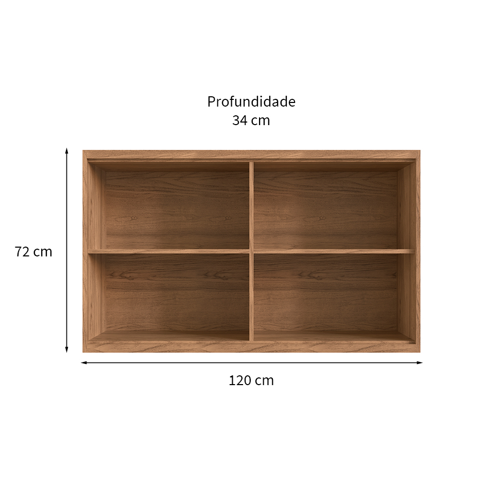 Armário Aéreo Ten com Vidro 2 Portas Freijó 120 cm