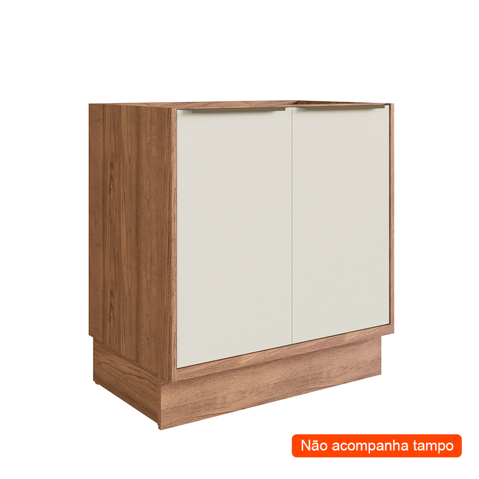 Balcão de Cozinha Ten 2 Portas Freijó e Argila 80 cm